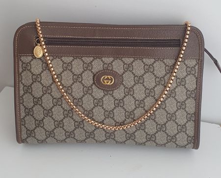 Gucci Vintage Clutch/Crossbody Tasche Leder Braun   