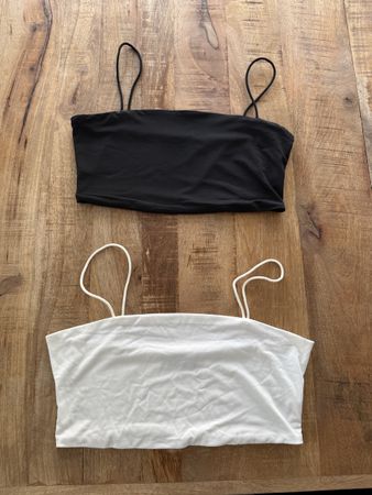2er Set Crop Tops Shein Gr.L Schwarz Weiss