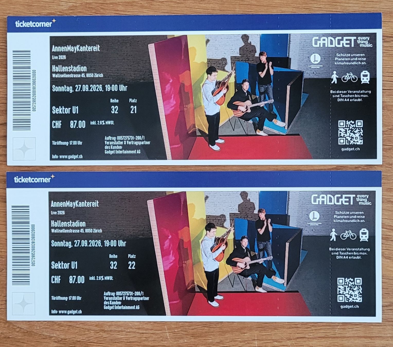 Biglietti: 2 Konzerttickets AnnenMay Kantereit – Nuovo e nell'imballaggio originale da Muttenz venduto da tam_q8py