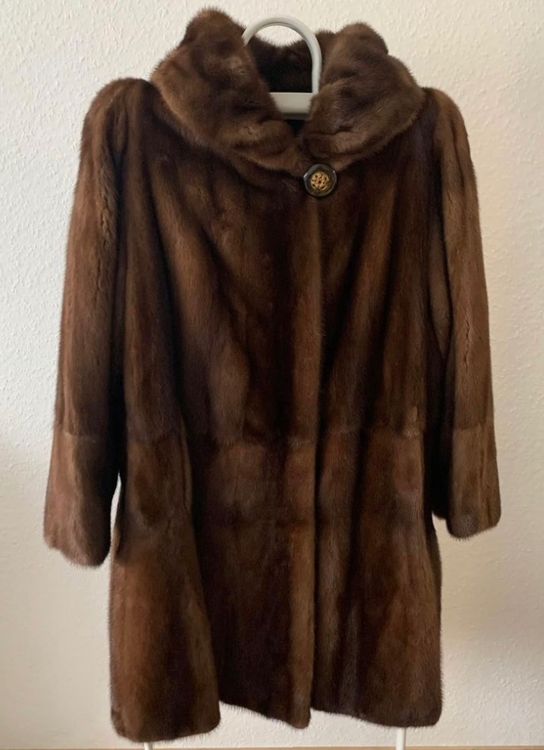 Manteau En Vison Marron - Fait Sur Mesure Par Un Fourreur Lyonnais - Taille L - Parfait état
