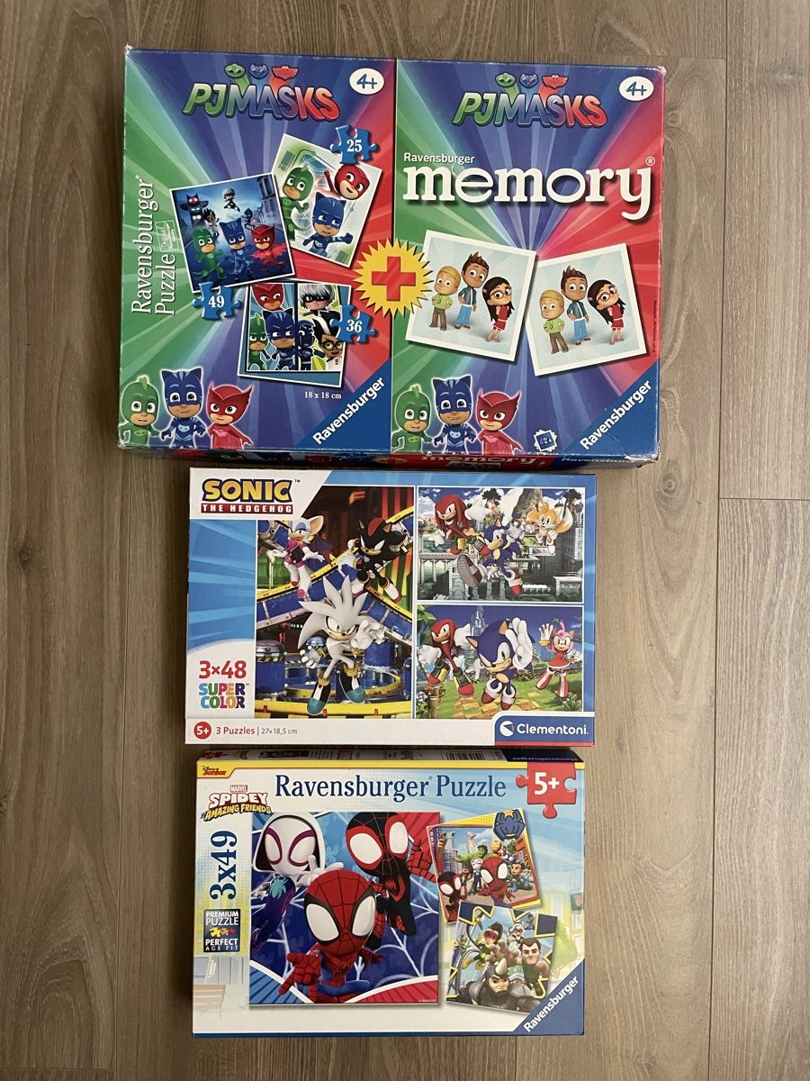 Ravensburger Puzzle: Lot 3 puzzles + Memory: Pyjamasques, Sonic, Spidey – Usato da Sierre venduto da Ruyfigas