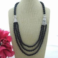 Drache Onyx Lange Halskette Collier Dragon Sautoir Noir 70cm