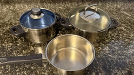 Kochtopf Set, 3-teilig, Edelstahl - guter Zustand