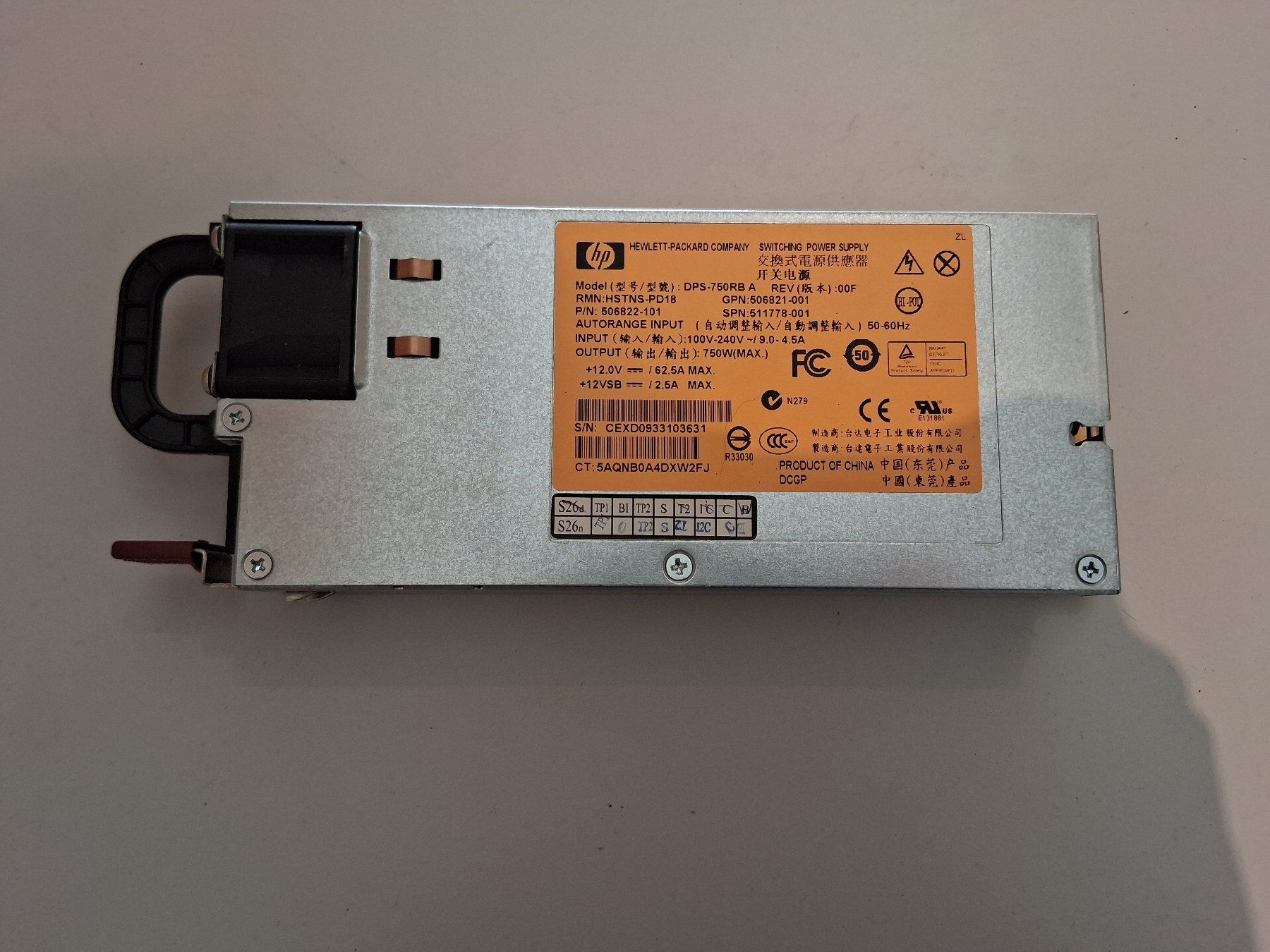 Server: HP Server Netzteil 750W – Usato da innertkirchen venduto da gold242