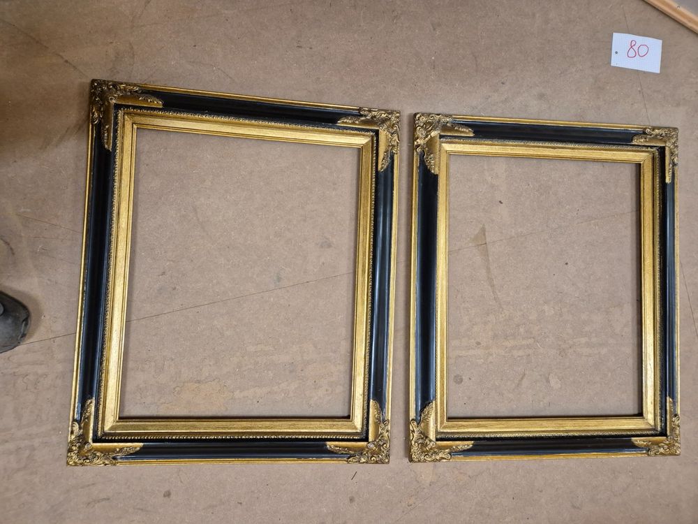 Antik Barock Bilderrahmen SCHWARZ GOLD 56x46 Fotorahmen Bilder