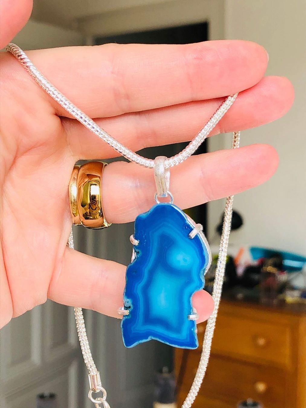Catenine: Solar Quartz Druzy silver color collier – Nuovo e nell'imballaggio originale da Genève venduto da AGBERG 3