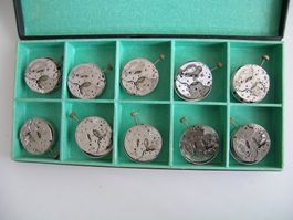 10 x Landeron 186: unkomplette Uhrwerke
