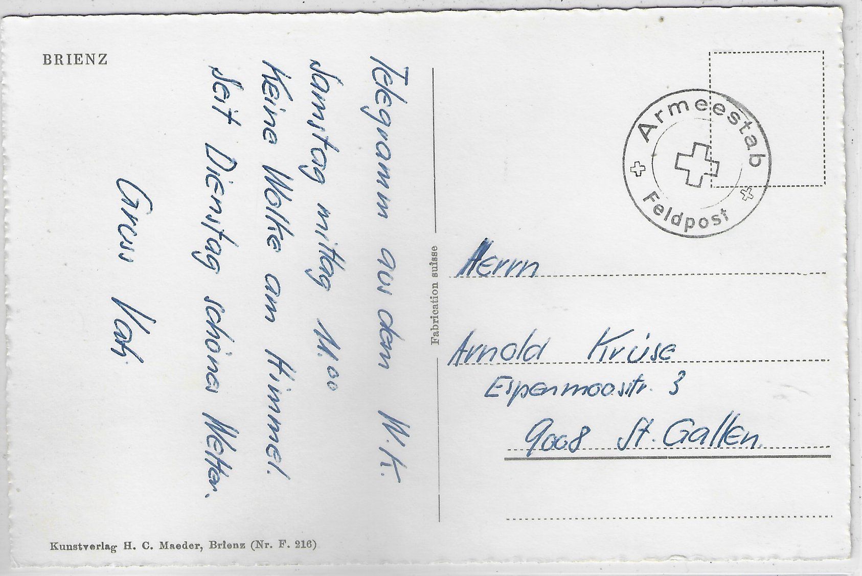 Cartoline postali: Brienz vom See aus – Usato da Ettingen venduto da Kartenplanet 1