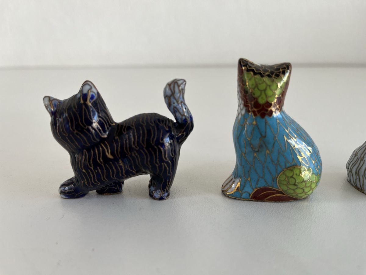 Statuette: 4 Stk. Katzen / Cloisonne – Usato da Wetzikon ZH venduto da seli03 4