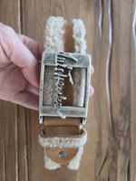 Luis Trenker Gürtel Echtleder braun Teddyfell Grösse 85 Made