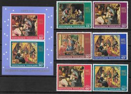 Togo Serie 679 - 684 + Block Weihnachten Gemälde ** 1968
