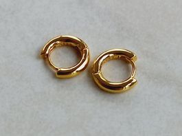 2 Creolen Ohrhänger Silber 925, vergoldet 1,1gStk. D:13mm