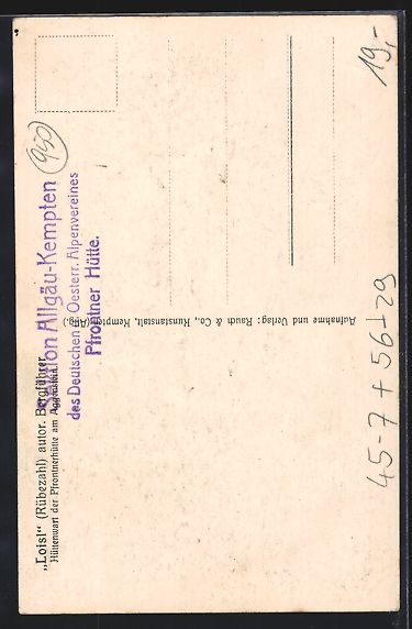 Cartoline postali: Pfrontnerhütte am Aggenstein, Bergführ – Usato da Berlin venduto da bartko-reher 1