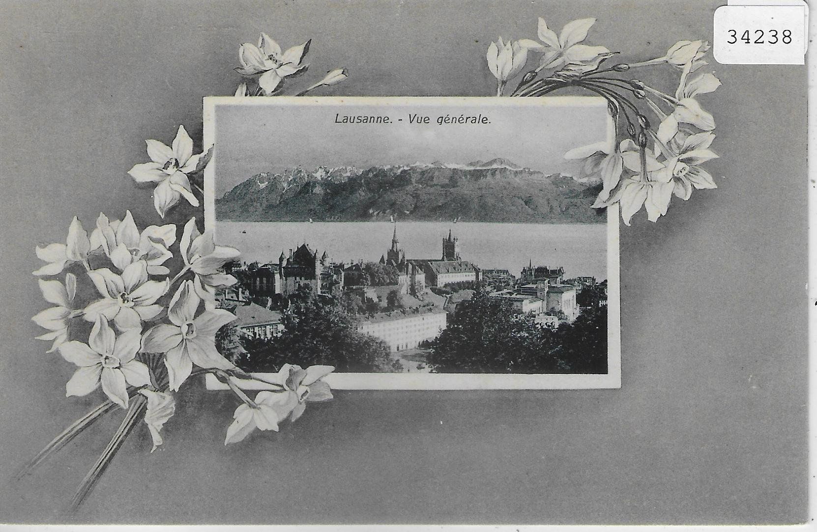 Cartoline postali: Lausanne - Vue generale - Blumen-Litho – Usato da Ettingen venduto da Kartenplanet