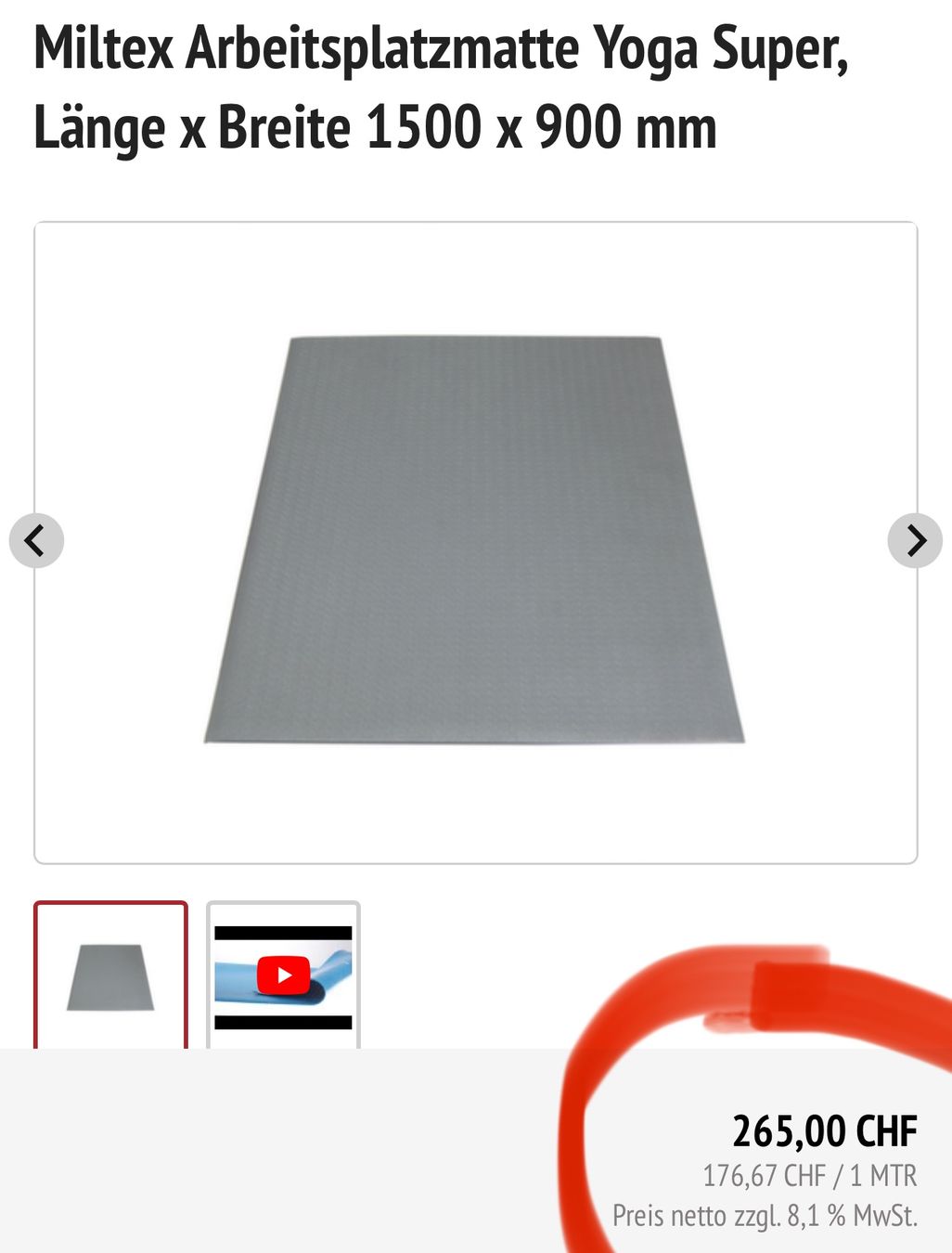 Tappetini fitness: neue Miltex Arbeitsplatzmatte Yoga Super – Nuovo (secondo la descrizione) da Necker venduto da liq24