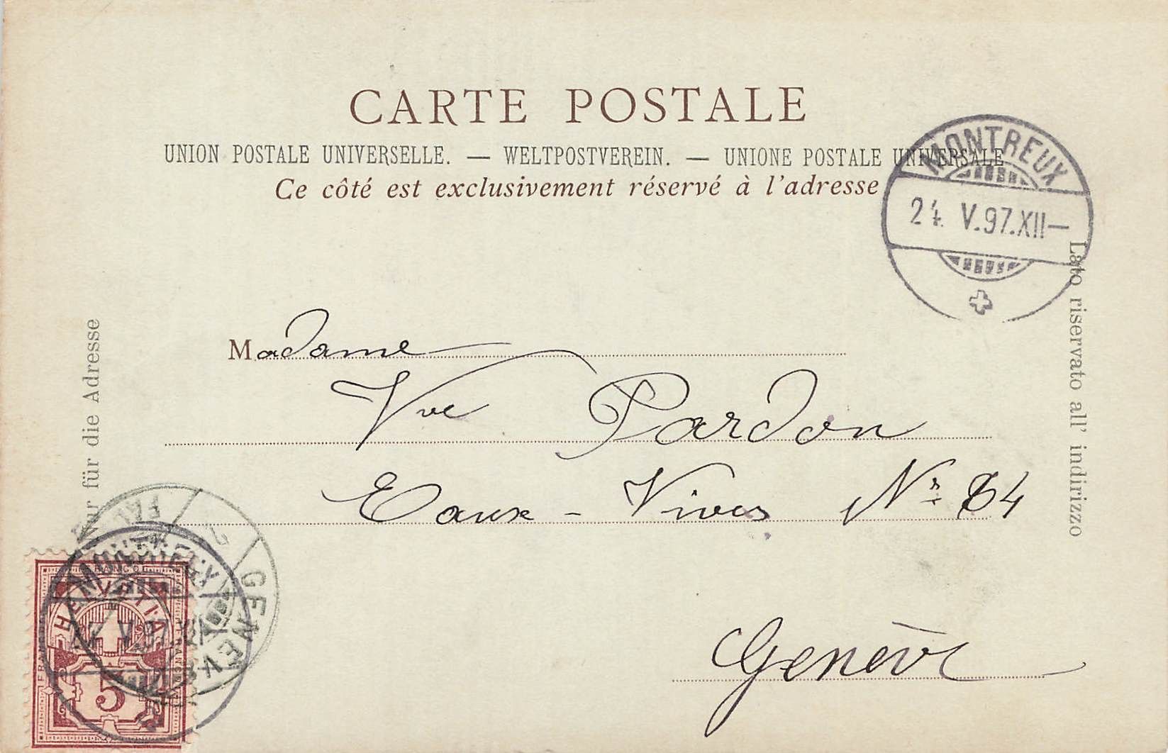 Cartoline postali: Chillon Schloss 1897 – Usato da Biasca venduto da Blenio71 1
