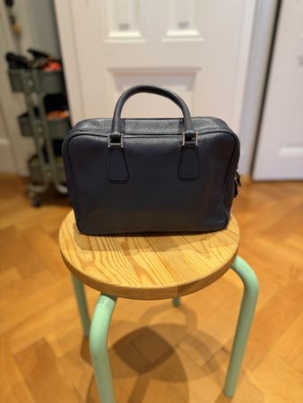 Navy Blue Leather Italian Handbag