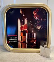 Vintage Jonnie Walker Tablett + Flachmann Whisky Werbung