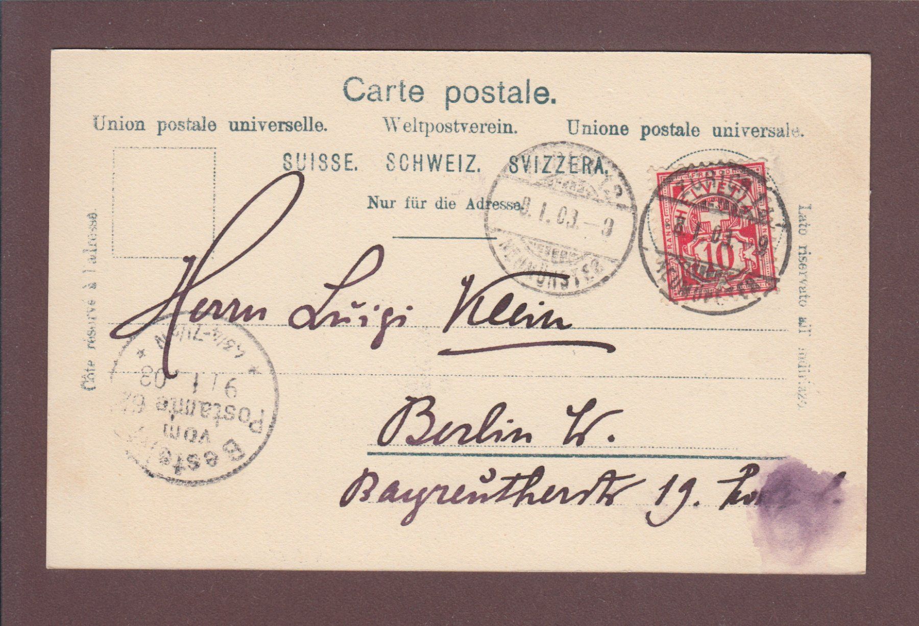 Cartoline postali: ZÜRICH - Landesmuseum - Schnee - 1903 – Usato da Pully venduto da nicecards 1