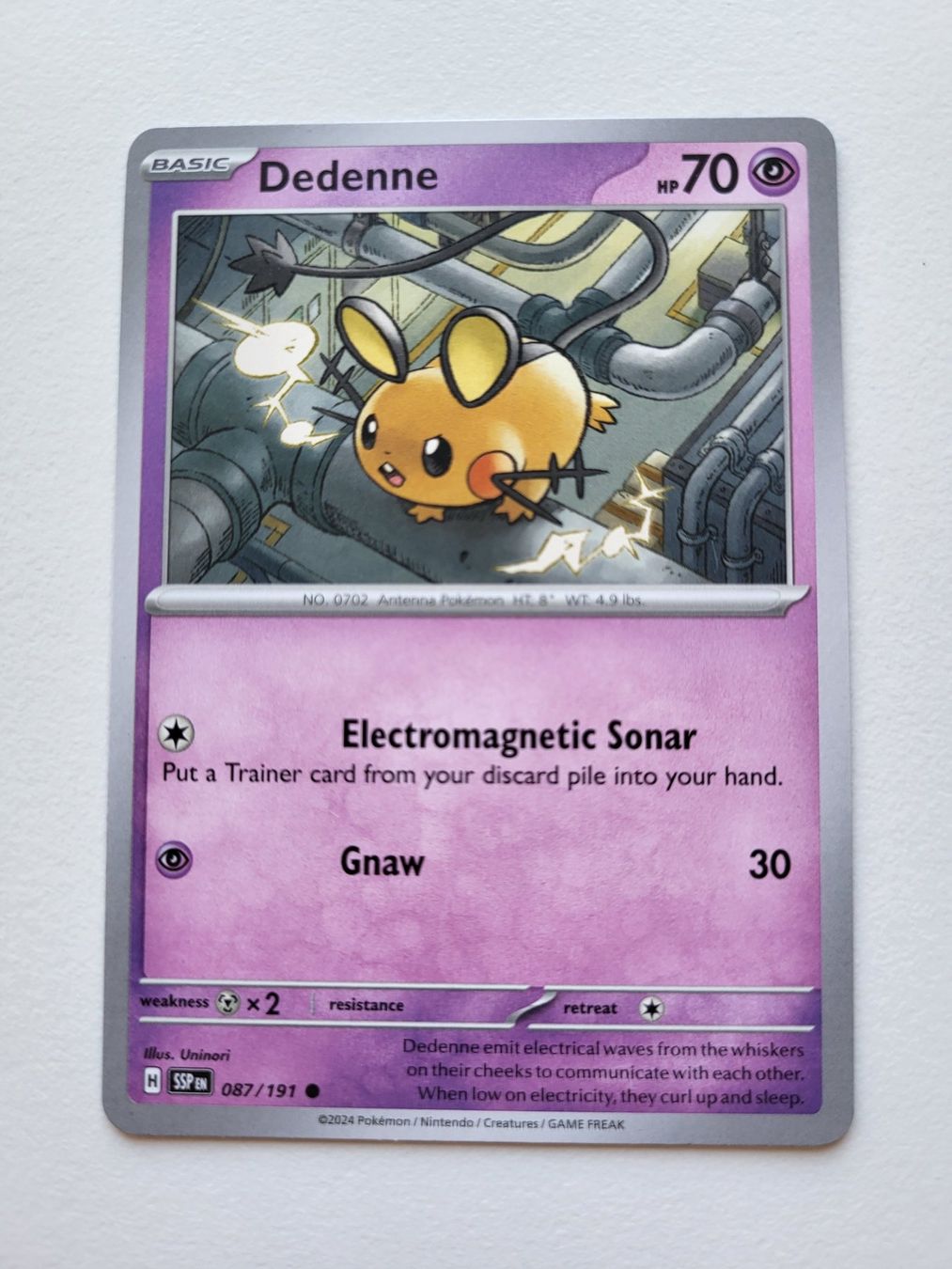 Pokémon Carte collezionabili: Dedenne (Surging Sparks 087/191) – Usato da Erlenbach ZH venduto da ram_mjn5