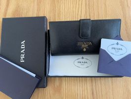 Original PRADA Portemonnaie Schwarz Leder 