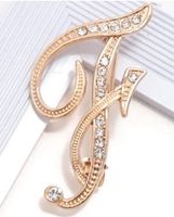 Brosche C-773 – Buchstaben F - Strass - 3,1 x 4,7 cm