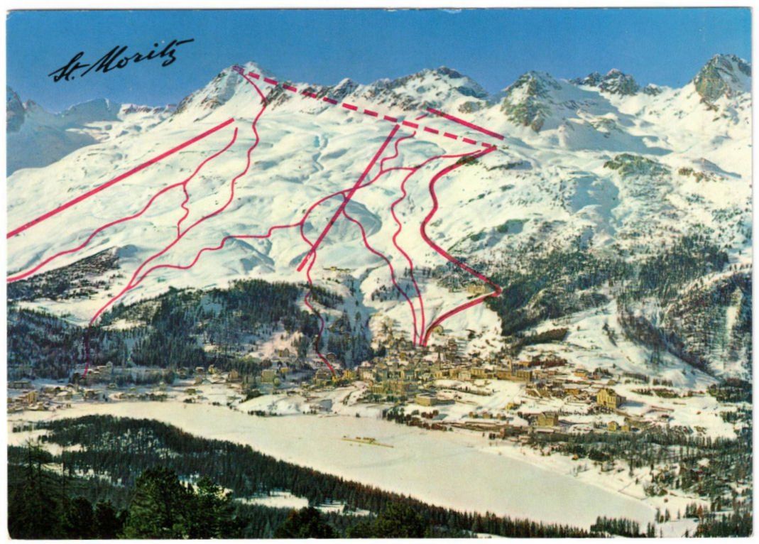Cartoline postali: St. Moritz - Skigebiet Piz Nair – Usato da Binningen venduto da Mountainrider