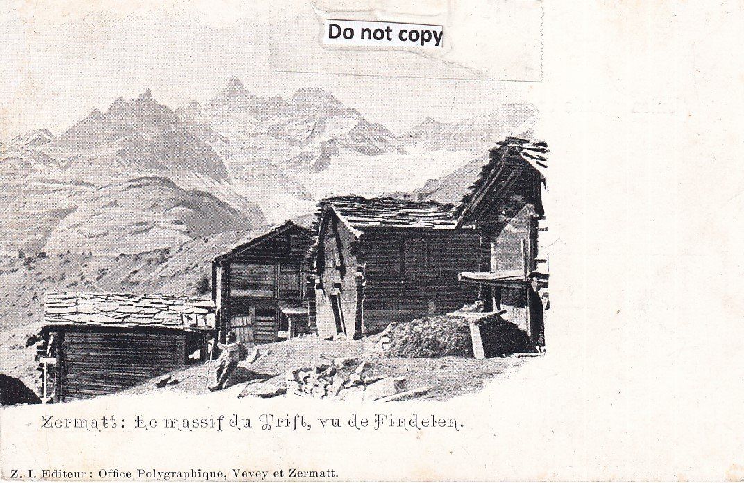 Cartoline postali: Zermatt  VS  -   FINDELEN  - Blick auf Trift-Massiv ca. 1900 – Usato da Brig venduto da Valcards54