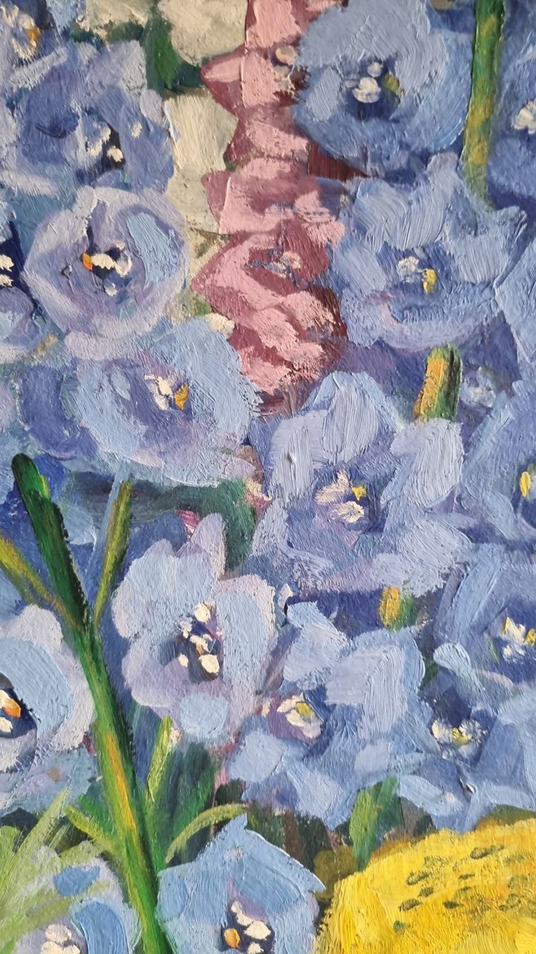 Dipinti: Handgemaltes Blumenstillleben, 85 × 75 cm – Usato da Malters venduto da mat_6102 1