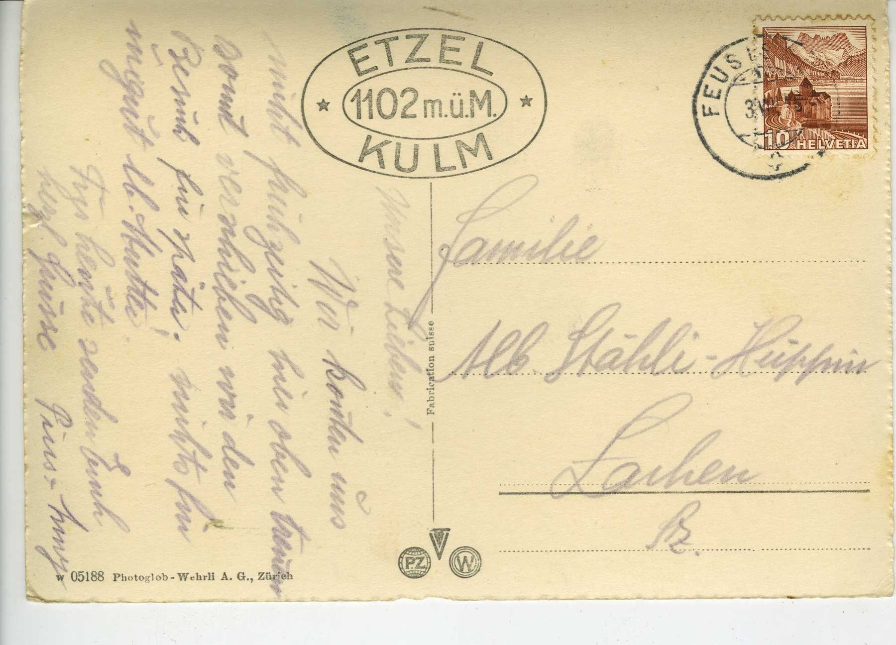 Cartoline postali: Etzel Kulm mit Aubrig, Glärnisch und Fluhberg – Usato da Schleitheim venduto da Pmschlaate 1