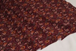 Stoff Baumwolljersey bordeaux/Blumen