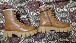 Buffalo Winter Boots Gr. 39 Leder Cognac - Neuwertig!