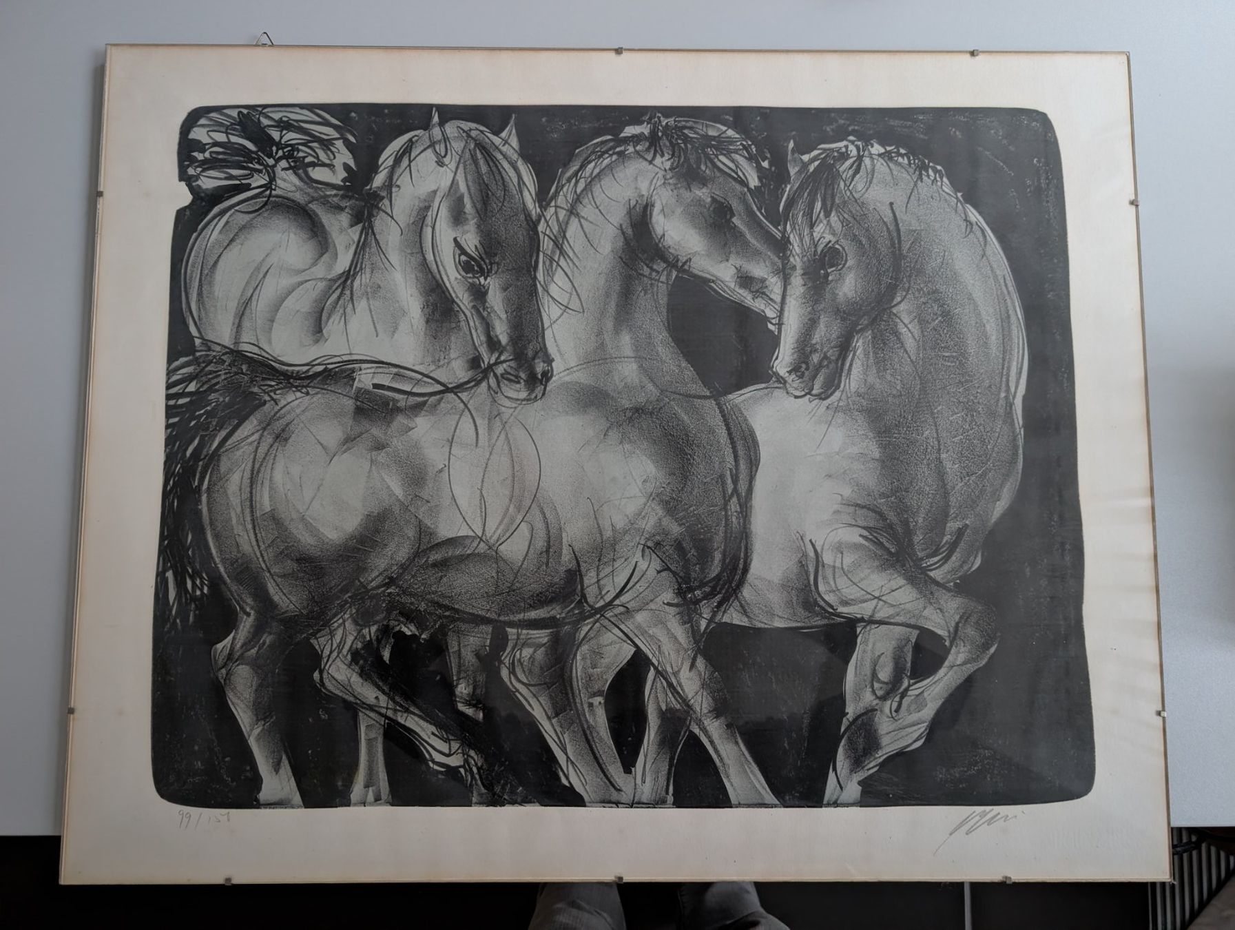 Grafica & Litografie: Grafikblatt Hans Erni, "Pferde", ca. 69x53cm – Usato da Erstfeld venduto da JoInf