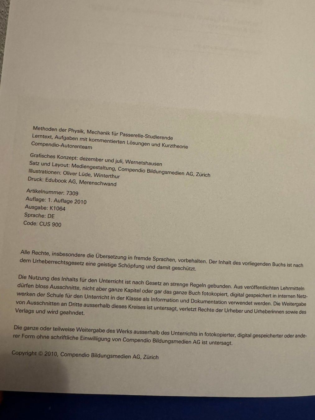 Libri: Methoden der Physik, Mechanik für Passerelle-Studierende – Nuovo (secondo la descrizione) da Zürich venduto da tiniwi 1