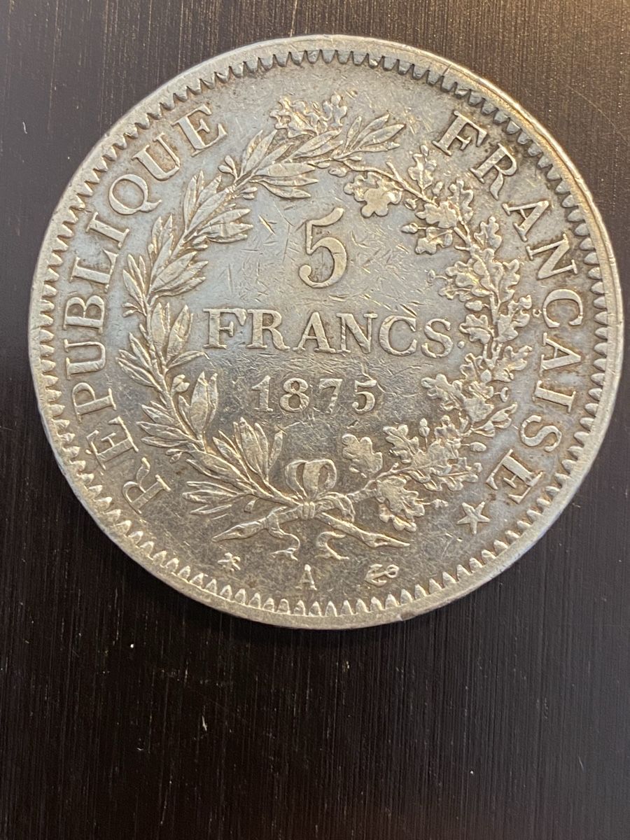 Alle Münzen: France, 5 FF 1875 A Hercule, Argent  – Gebraucht aus Corsier-sur-Vevey von Ginoarturo