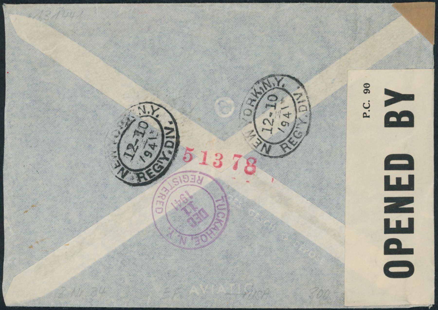 Tutti i francobolli: 1941 - Flugpost - Brief • Zensur - EF - > USA – Usato da Schindellegi venduto da leecollect 1