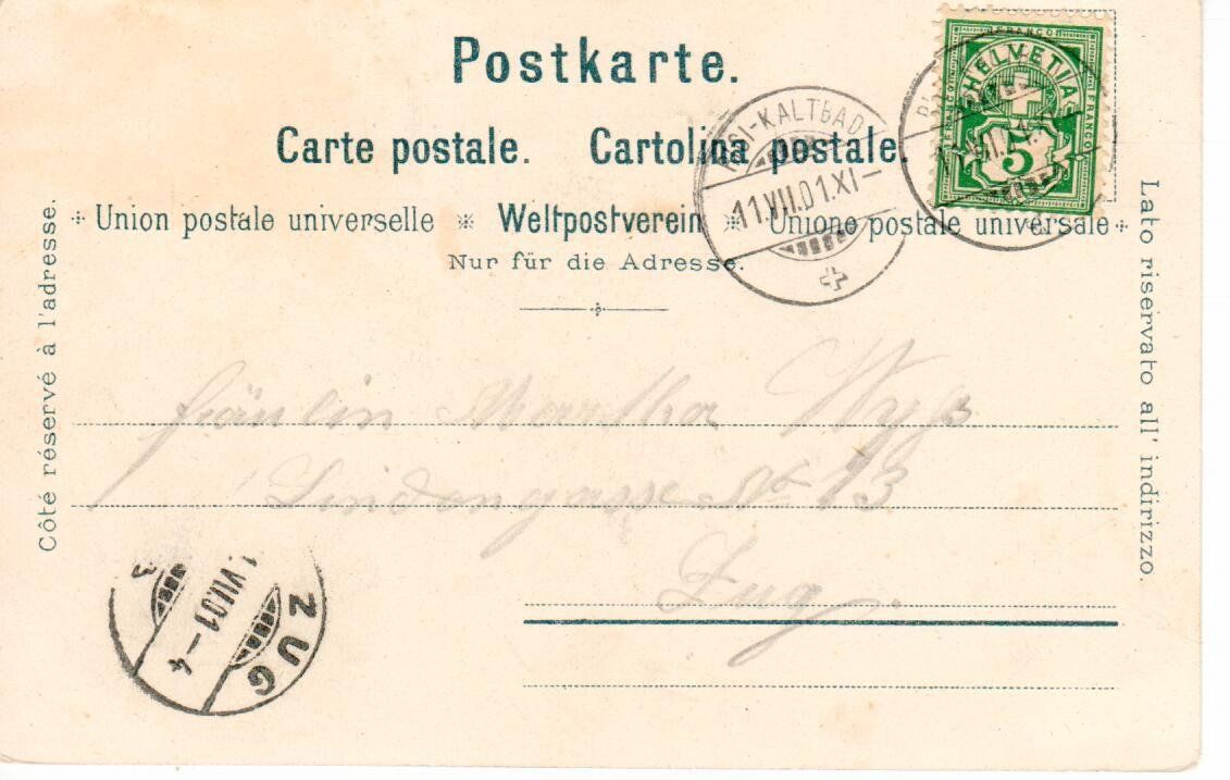 Cartoline postali: Rigi  1901 – Usato da Wolhusen venduto da Curver9 1