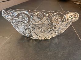 Kristallschale oval mit Schliffmuster