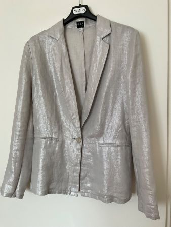 1.2.3 Paris 100% Leinen Jacke Blazer Gr 34/36 silbrig nwrt