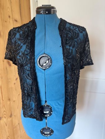 Gilet noir en viscose brodé Charlotte Halton taille M