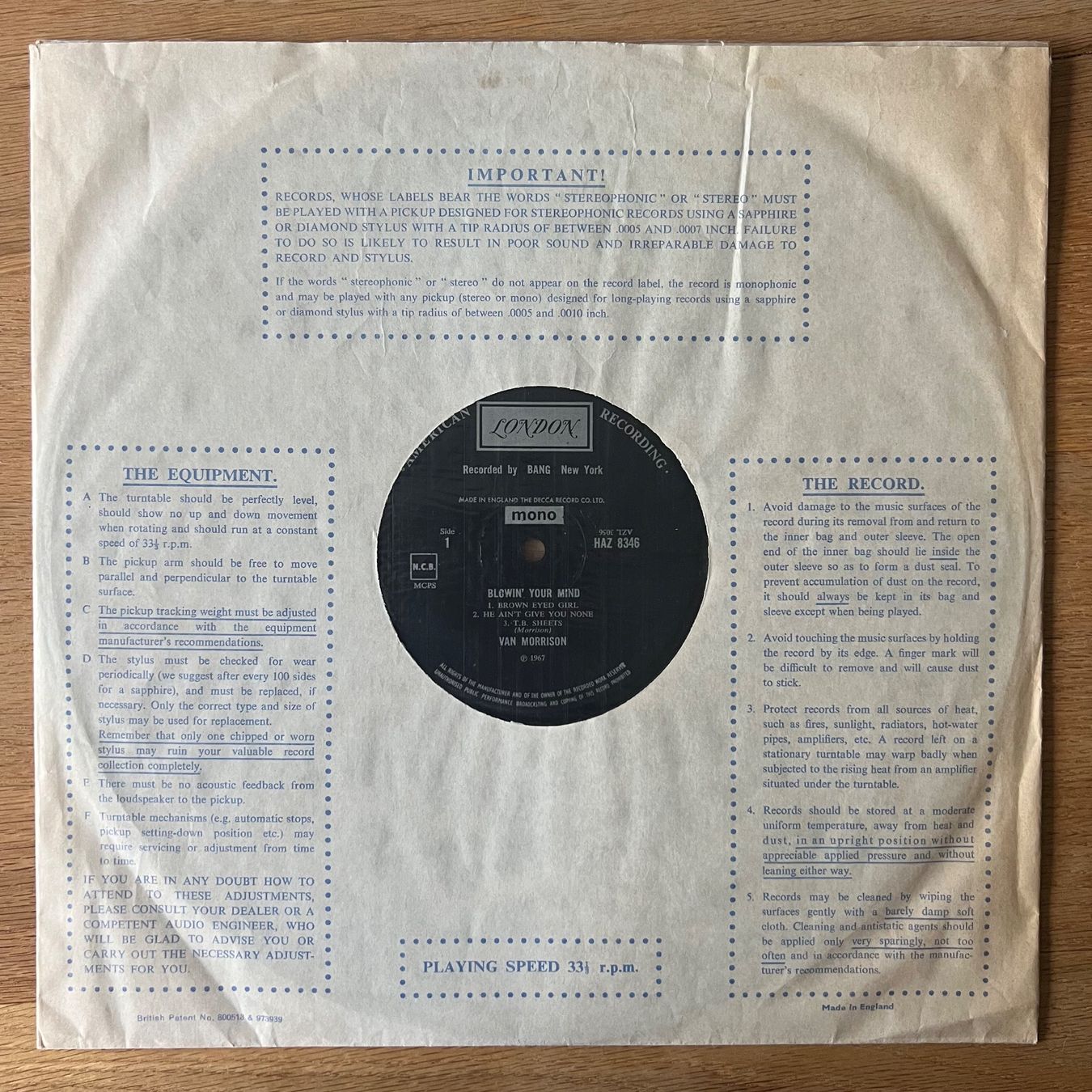 Dischi in vinile: Van Morrison - Blown' Your Mind / 1. UK-Press. 1967 - Mono – Usato da Gais venduto da soundcave57 2