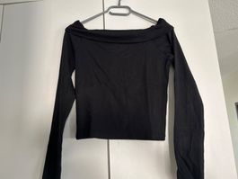 Schulterfreies Oberteil, Langarmshirt schwarz