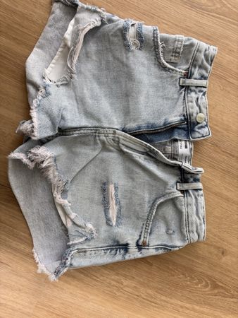 Bershka High Waist Jeans Shorts Damen Gr. 36 Sommer Vintagel