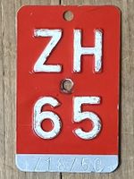 ZH 65 - VELONUMMER - FAHRRADSCHILD - PLAQUE DE VELO - ZH 65