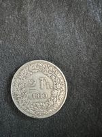 2 Franken 1910 Silber Münze Helvetia guter Zustand