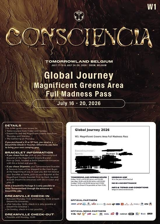 Billets: Tomorrowland Ticket W1 - 2026 – Neuf avec emballage d'origine à Wattwil par sca_y8jg 2