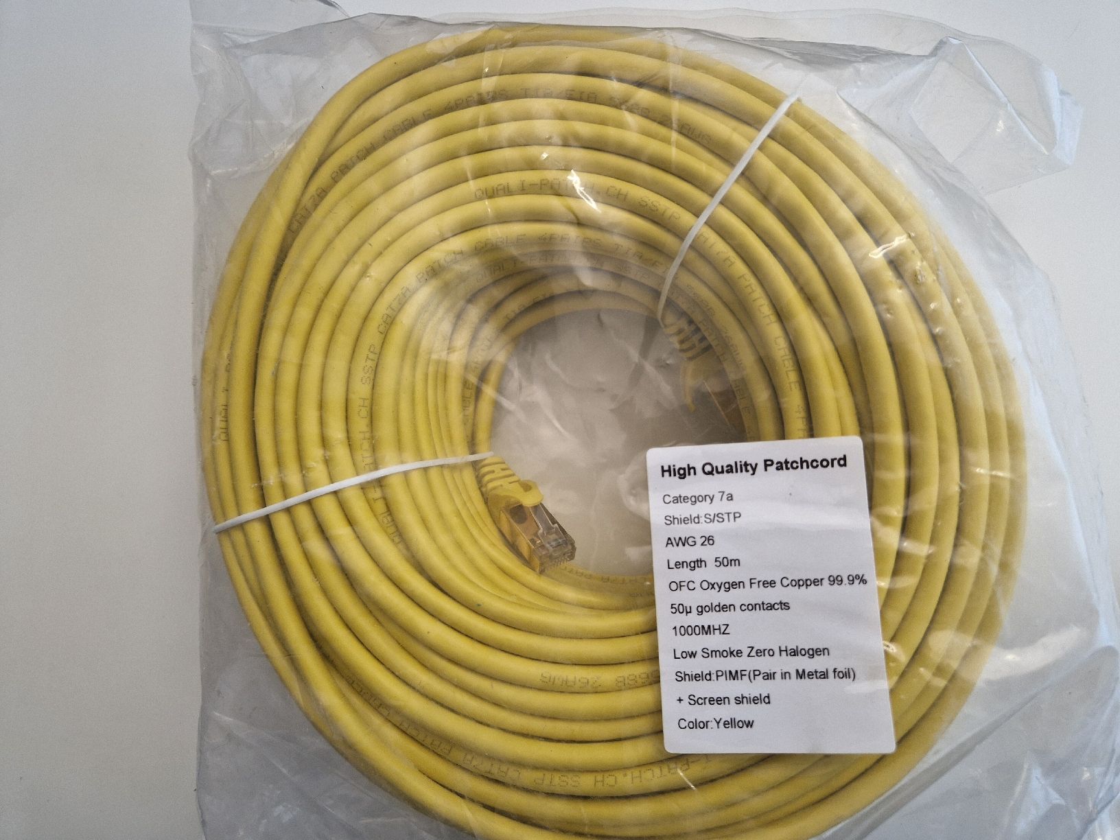 Kabel: Patchkabel 50m Kat7a gelb – Neu und originalverpackt aus Islikon von Hitch2010