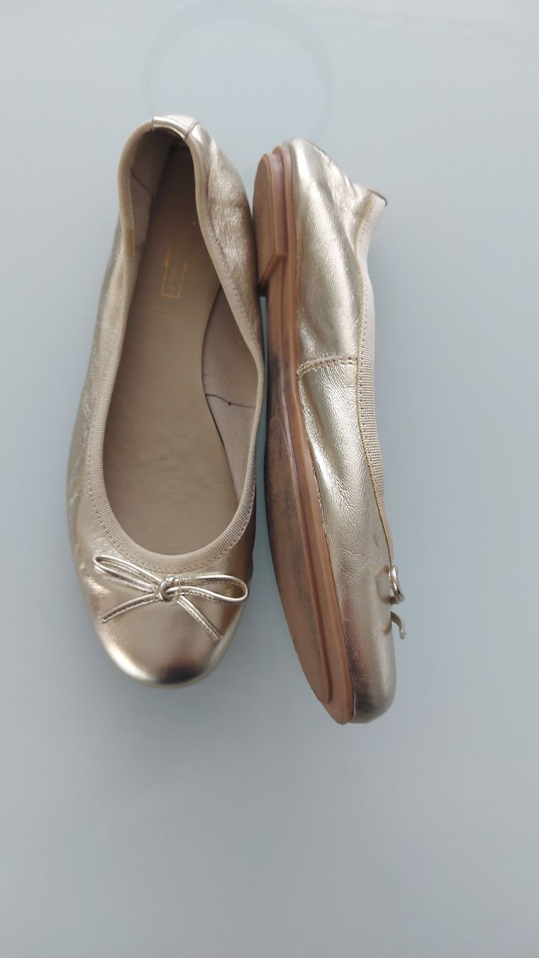 Chaussures femmes: LEDER Ballerinas - Grösse 37 - gold - 1x getragen – Neuf (Voir description) à Pfäffikon ZH par siae 1