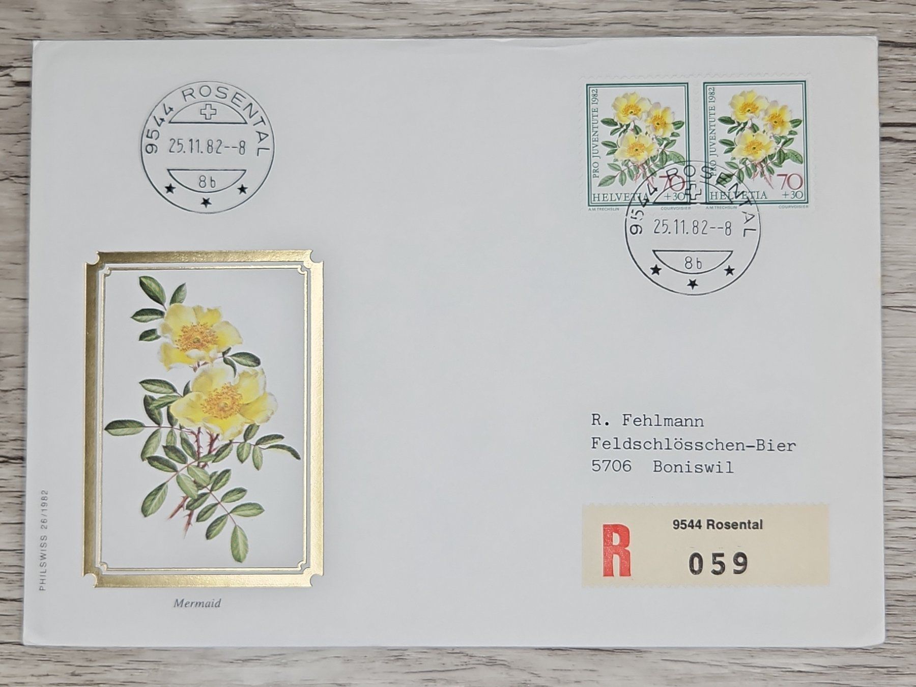 Tutti i francobolli: CL01 Enveloppe + Timbre Suisse 1982 – Usato da Cousset venduto da Patrick_Collections