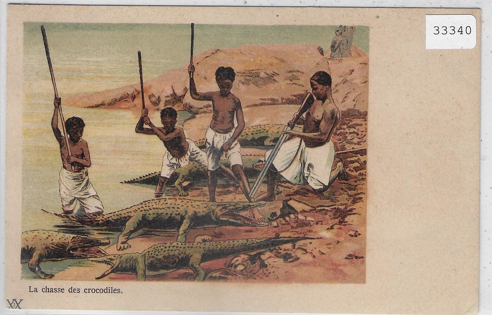 Ansichtskarten: La chasse des crocodiles - Krokodiljagd – Gebraucht aus Ettingen von Kartenplanet